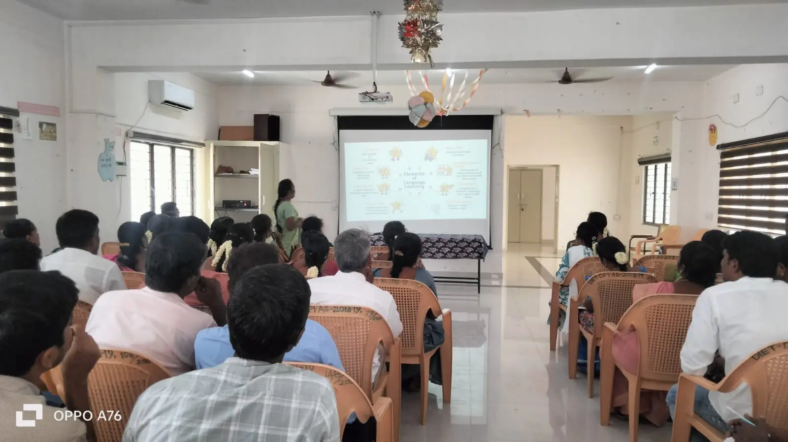 Mrs. Lakshmi, BRTE, BRC, Dharmapuri served as the SRP and handled the English, session during the District-Level Training Programme on the New Textbooks for Classes 1 to 3.